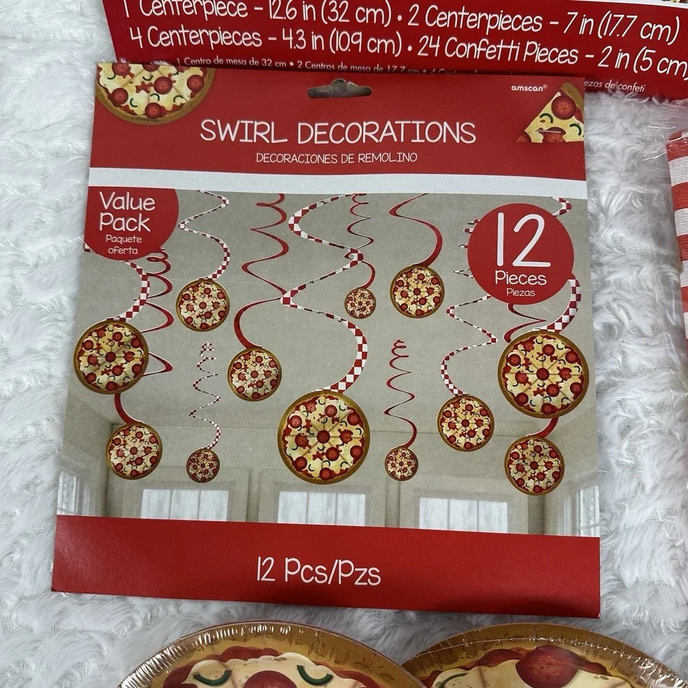 Pizza Birthday Party Supplies Set Plates, Tablecloths And Decorations Kit For 16